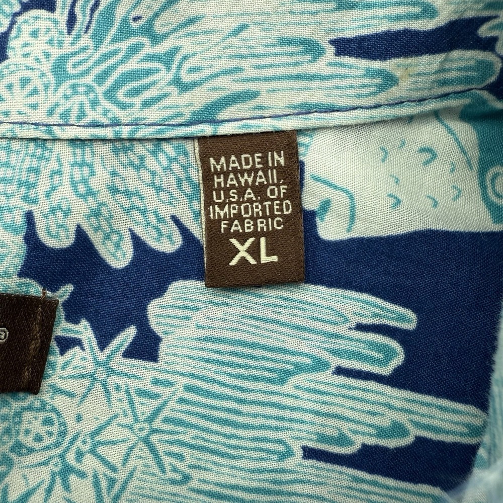 Tori Richard Blue Coral Fish Oceanic Motif Hawaiian Shirt XLarge Button Up Polo - Picture 6 of 8